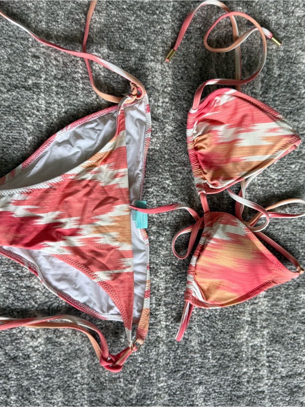 Pink Ombre Stripe String Bikini Swim Set